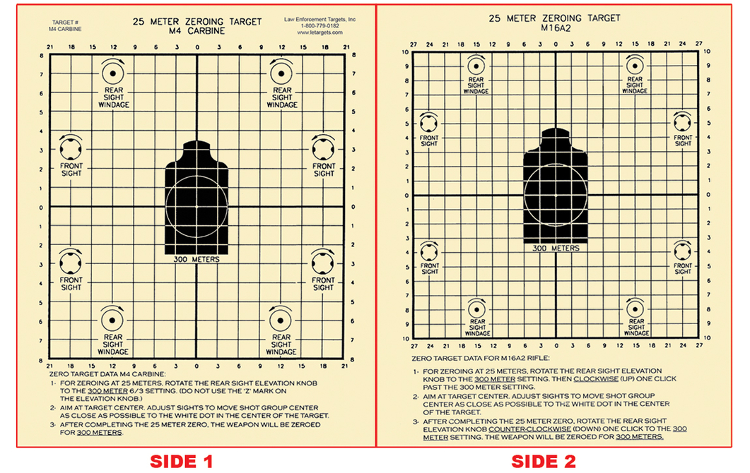 Law Enforcement Targets Action Target M4 M16 25 Meter Two Sided 