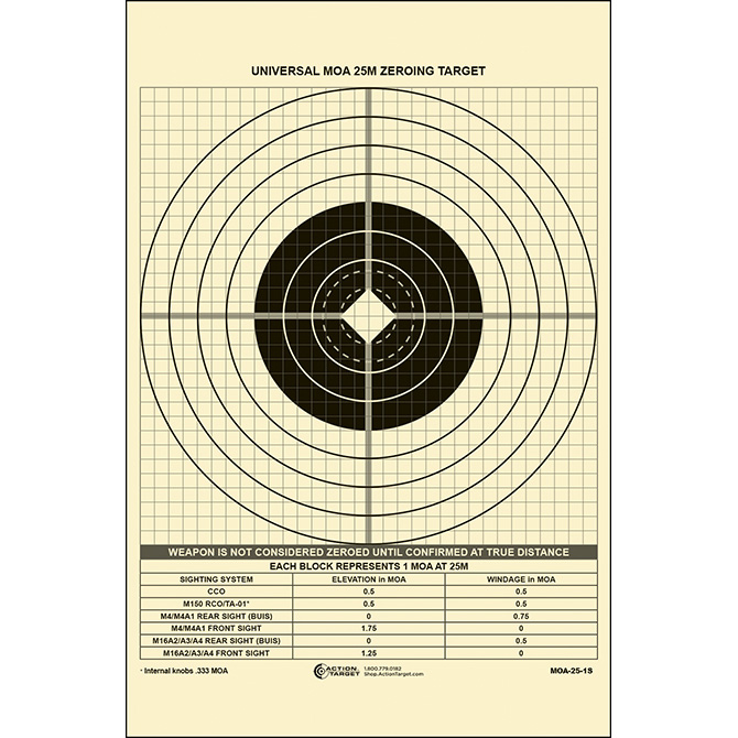 Action Target 25 Meter Zeroing Target One Sided 
