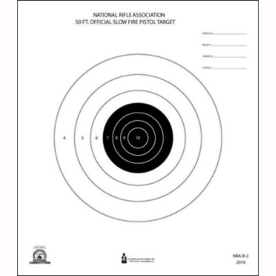 National Target NRA 25' Slow Fire Air Pistol Target Single Bull 